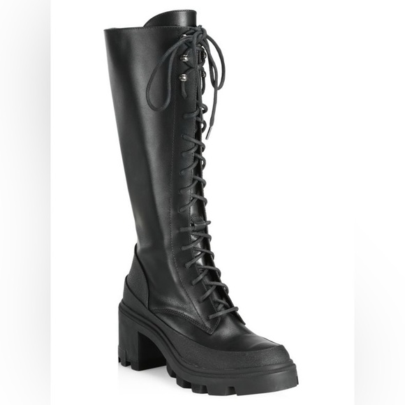 MONCLER C Lug-Sole Tall Leather Boots - Picture 1 of 5